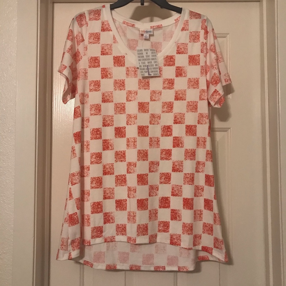 Lularoe Christy T - Red Checker Pattern - Large